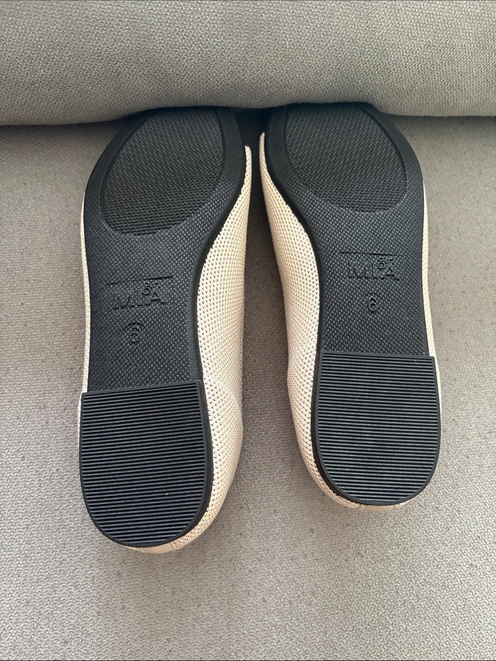 Walk-Ready Two-Tone Knit Ballet Flat — Beige and Black